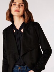 Apricot Black Cropped Suede Waterfall Jacket - Image 5 of 5