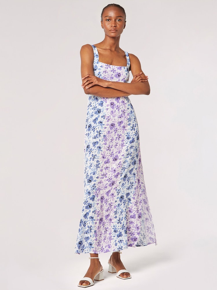 Apricot White Floral Rose Ombre Camisole Maxi Dress - Image 5 of 5 Apricot White Floral Rose Ombre Camisole Maxi Dress - Image 5 of 5