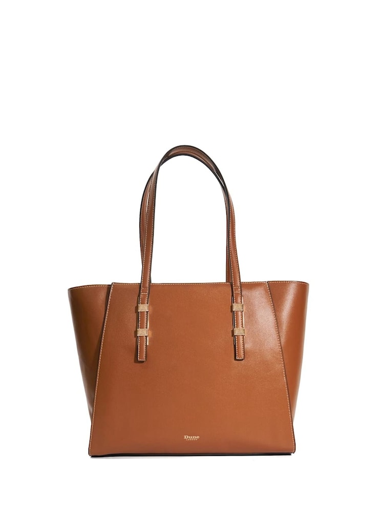 Dune London Brown Dresden Large Double Zip Top Handle Tote Bag - Image 2 of 6