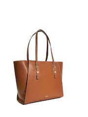 Dune London Brown Dresden Large Double Zip Top Handle Tote Bag - Image 4 of 6