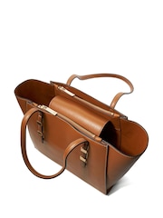 Dune London Brown Dresden Large Double Zip Top Handle Tote Bag - Image 5 of 6