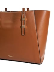Dune London Brown Dresden Large Double Zip Top Handle Tote Bag - Image 6 of 6