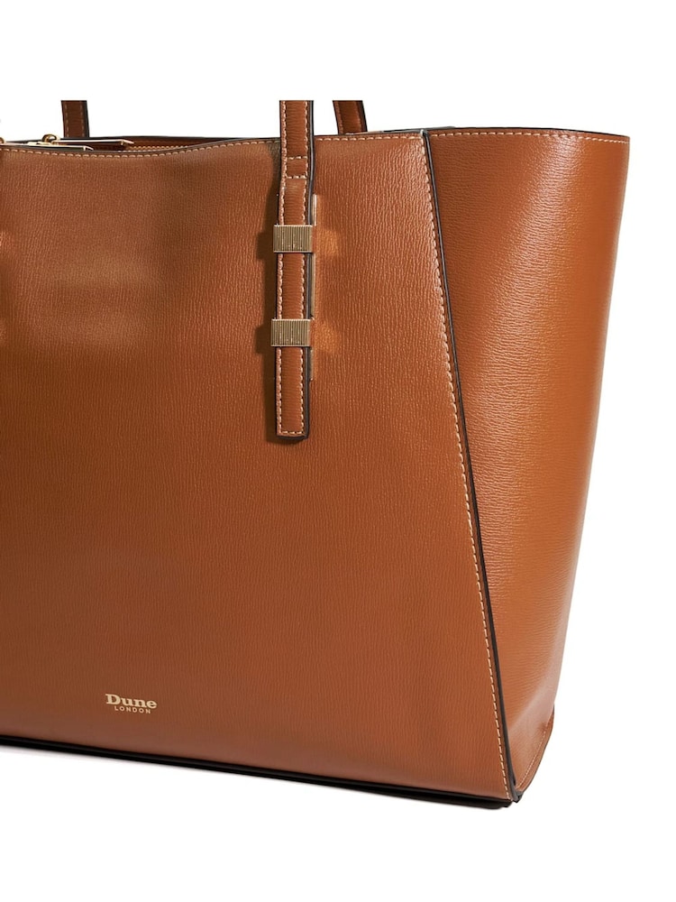 Dune London Brown Dresden Large Double Zip Top Handle Tote Bag - Image 6 of 6 Dune London Brown Dresden Large Double Zip Top Handle Tote Bag - Image 6 of 6