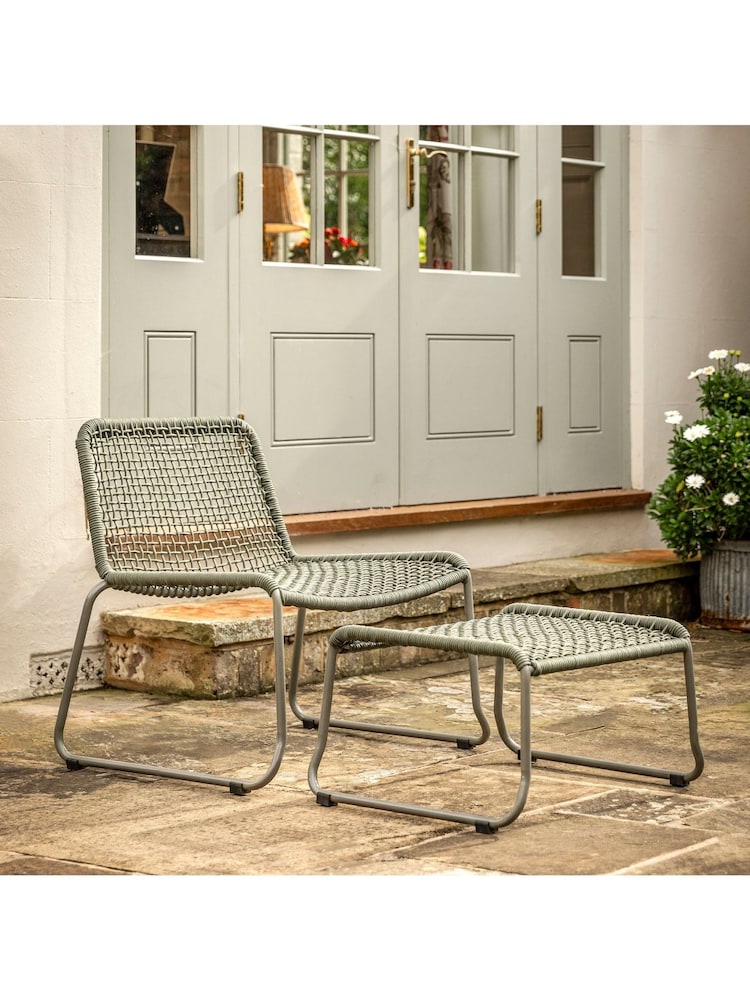 Gallery Home Green Creston Garden Lounge Chair with Footstool - Image 2 of 10