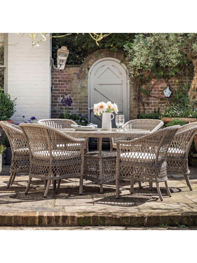 Gallery Home Natural Rahan Garden 6 Seater Round Dining Set - Image 1 of 7