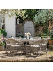 Gallery Home Natural Rahan Garden 6 Seater Round Dining Set - Image 2 of 7