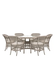 Gallery Home Natural Rahan Garden 6 Seater Round Dining Set - Image 7 of 7