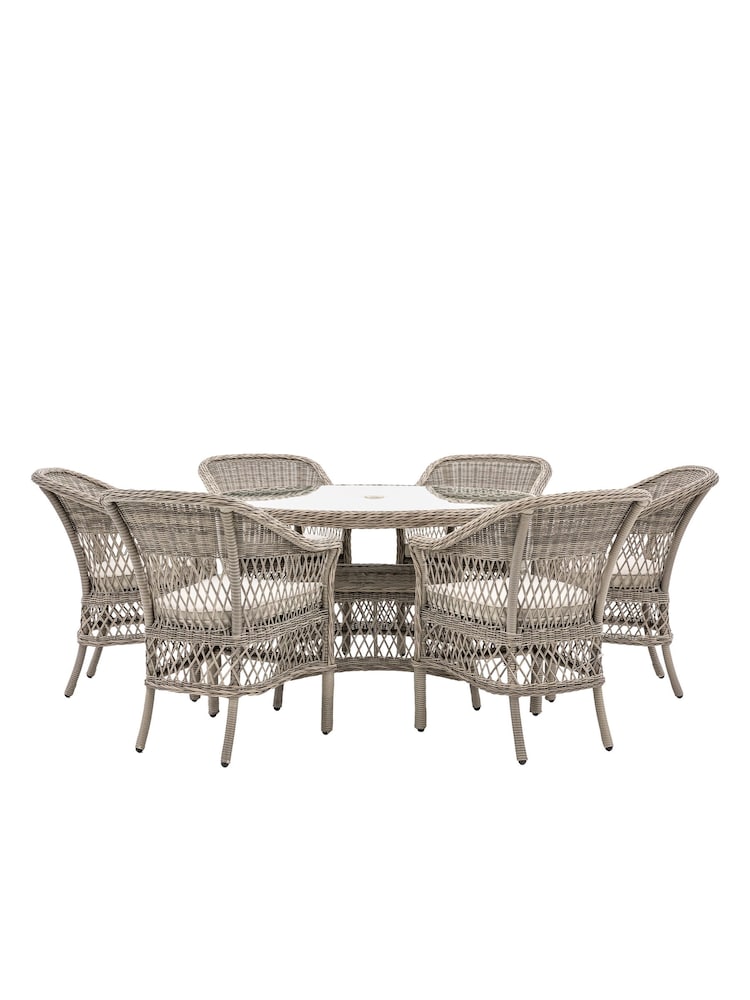 Gallery Home Natural Rahan Garden 6 Seater Round Dining Set - Image 7 of 7
