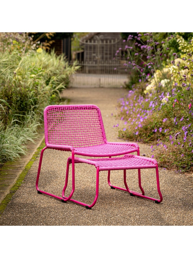 Gallery Home Pink Creston Garden Lounge Chair with Footstool - Image 2 of 8