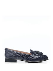 Moda in Pelle Evvaa Flat Slip on Tassle Leather Barrel Loafers - Image 1 of 4