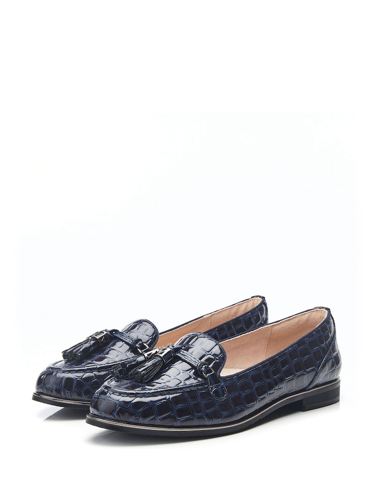 Moda in Pelle Evvaa Flat Slip on Tassle Leather Barrel Loafers - Image 2 of 4
