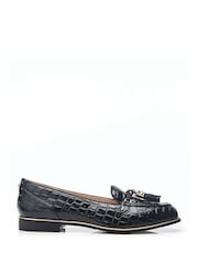 Moda in Pelle Evvaa Flat Slip on Tassle Leather Barrel Loafers - Image 1 of 4