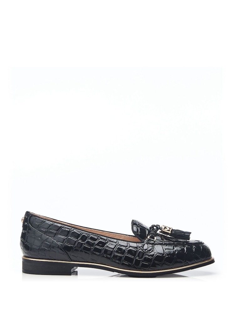 Moda in Pelle Evvaa Flat Slip on Tassle Leather Barrel Loafers - Image 1 of 4