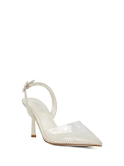 Dune London Cream Divinely Sea Pearl Bridal Slingback Heels - Image 4 of 6