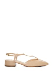 Dune London Pink Heya T-Bar Open Flat Ballet Slingback Heels - Image 1 of 6