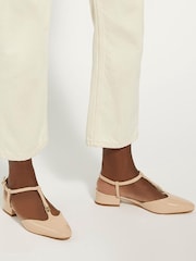 Dune London Pink Heya T-Bar Open Flat Ballet Slingback Heels - Image 3 of 6
