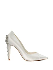 Dune London White Auras Bridal Star Heel Courts - Image 3 of 6