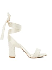 Dune London Cream Melodies Bridal Pleat Mesh Sandals - Image 3 of 6