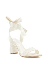 Dune London Cream Melodies Bridal Pleat Mesh Sandals - Image 4 of 6