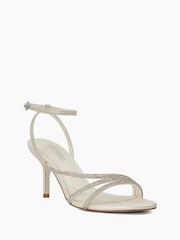 Dune London Cream Midsummers Bridal Diamanté Strap Sandals - Image 3 of 6