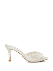 Dune London Cream Minimoon Bridal Kitten Heel Mules - Image 1 of 5