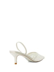 Dune London Cream Compassion Bridal Lace Slingback Kitten Heels - Image 3 of 5