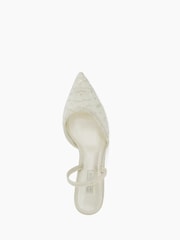 Dune London Cream Compassion Bridal Lace Slingback Kitten Heels - Image 5 of 5