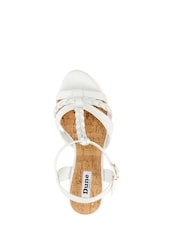Dune London White Wide Fit Koali Plait T-Bar Wedge Sandals - Image 5 of 5