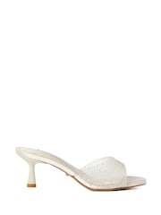 Dune London Cream Moonlit Sea Pearl Bridal Kitten Heel Mules - Image 3 of 6