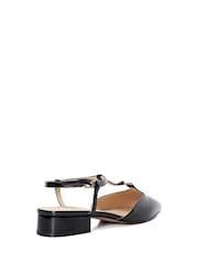 Dune London Black Heya T-Bar Open Flat Ballet Slingback Heels - Image 6 of 7