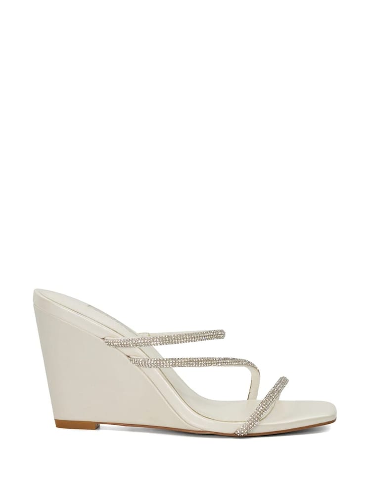 Dune London Cream Moonbeam Bridal Diamanté Wedge Heels - Image 1 of 6
