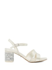 Dune London Cream Matrimony Lace Vamp Two Part Mid Heel Sandals - Image 3 of 6