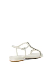 Dune London Cream Nuptuals Bridal T-Bar Flat Sandals - Image 5 of 6