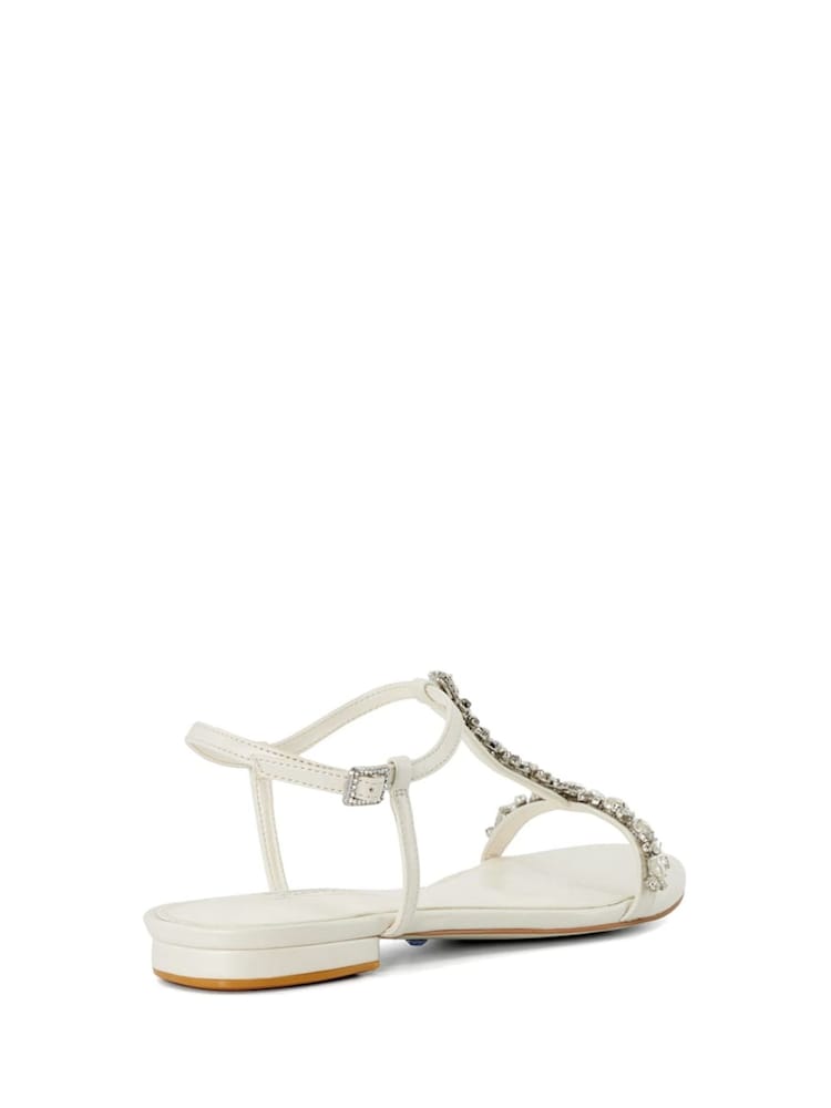Dune London Cream Nuptuals Bridal T-Bar Flat Sandals - Image 5 of 6