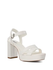 Dune London Cream Chrome Made With Love Bridal Platform Sandals - Image 2 of 4