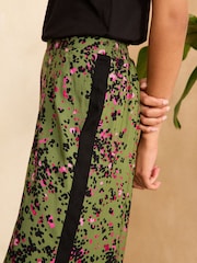 Love & Roses Khaki Green Animal Printed Belted Wide Leg Trousers - Image 2 of 4