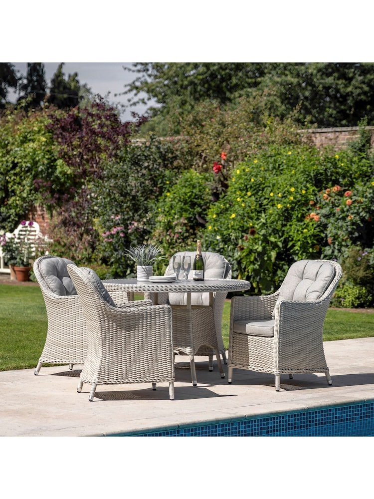 Gallery Home Natural Carbella Garden 4 Seater Round Dining Set - Image 1 of 6