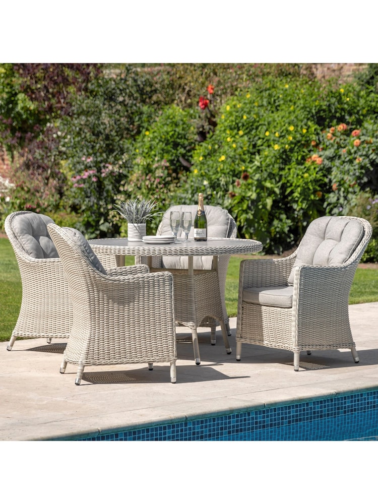 Gallery Home Natural Carbella Garden 4 Seater Round Dining Set - Image 2 of 6