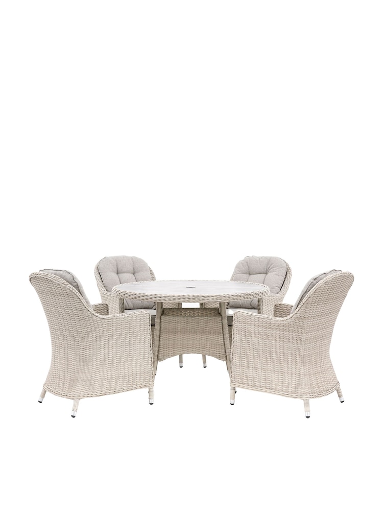 Gallery Home Natural Carbella Garden 4 Seater Round Dining Set - Image 6 of 6