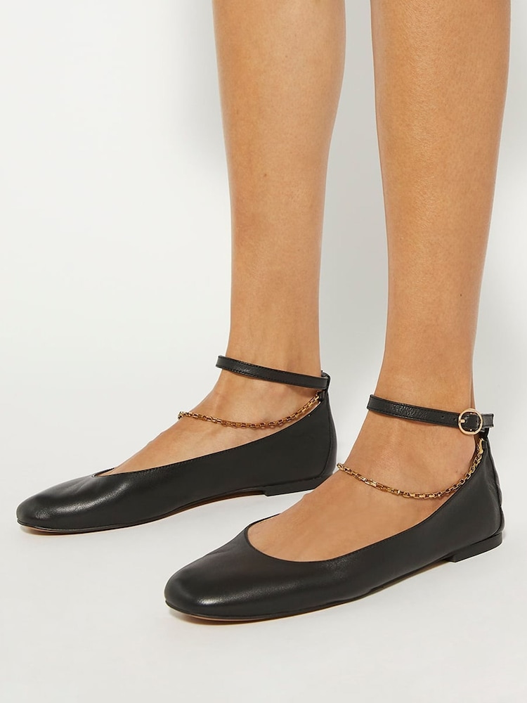črna - Dune London Halles Ankle Chain Ballet lahki športni copati - Slika 1 iz 6