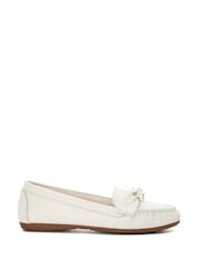 Dune London White Grovers Trim Detail Driving Moccasin Shoes - Image 3 of 6