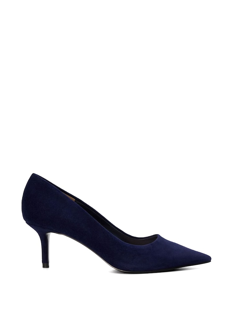 Dune London Blue Absolute Mid Heel Pointed Courts - Image 1 of 6