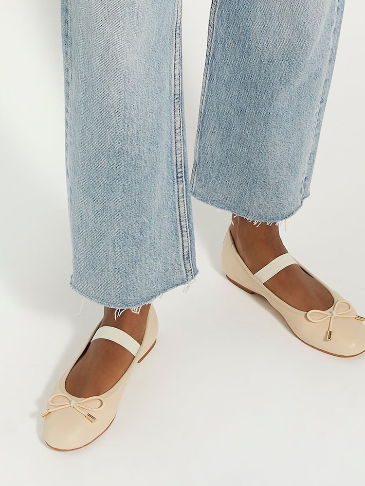Dune London Cream Helenas Flexible Sole Elastic Flats - Image 1 of 5