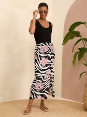 Love & Roses Black/White Twist Midi Skirt - Image 3 of 4