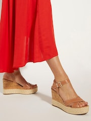 Dune London Natural Kindest Cross Strap Wedge Sandals - Image 1 of 6