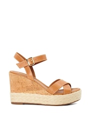 Dune London Natural Kindest Cross Strap Wedge Sandals - Image 3 of 6