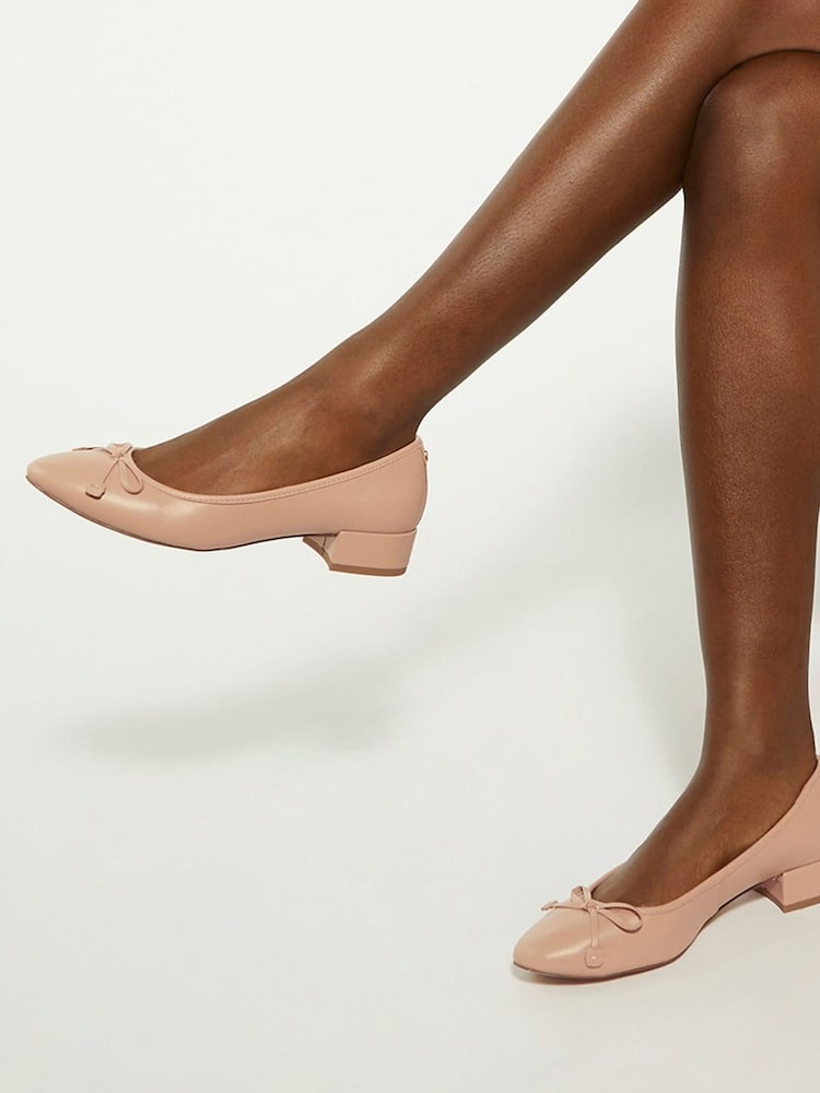 Dune London Pink Block Heel Hollies Ballerina Shoes - Image 1 of 5
