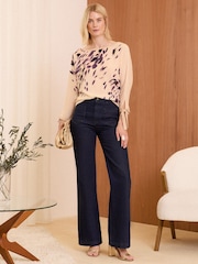 Love & Roses Pink Fine Gauge Woven Mix Jumper - Image 3 of 4