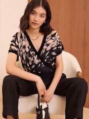 Love & Roses Mono Fine Gauge Woven Mix Wrap Jumper - Image 1 of 4