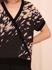 Love & Roses Mono Fine Gauge Woven Mix Wrap Jumper - Image 2 of 4